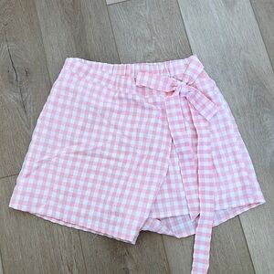 PINK LILY pink gingham skort